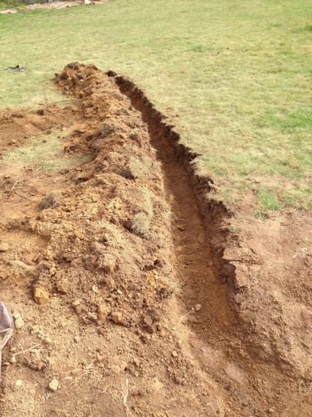 New swale with berm on the downhill side